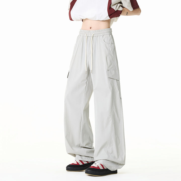 Damen Extraweite Cargo-Hose mit Tunnelzugbund, Klappentaschen und verstellbarem Beinabschluss Mune Fashion
