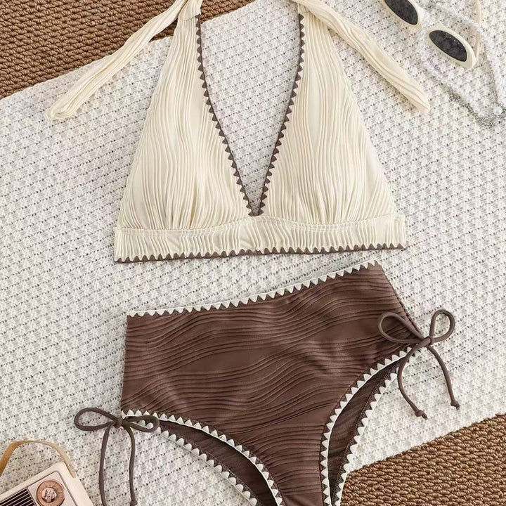 Women's bikini set with deep V-neck and high-waisted pants Mune Fashion