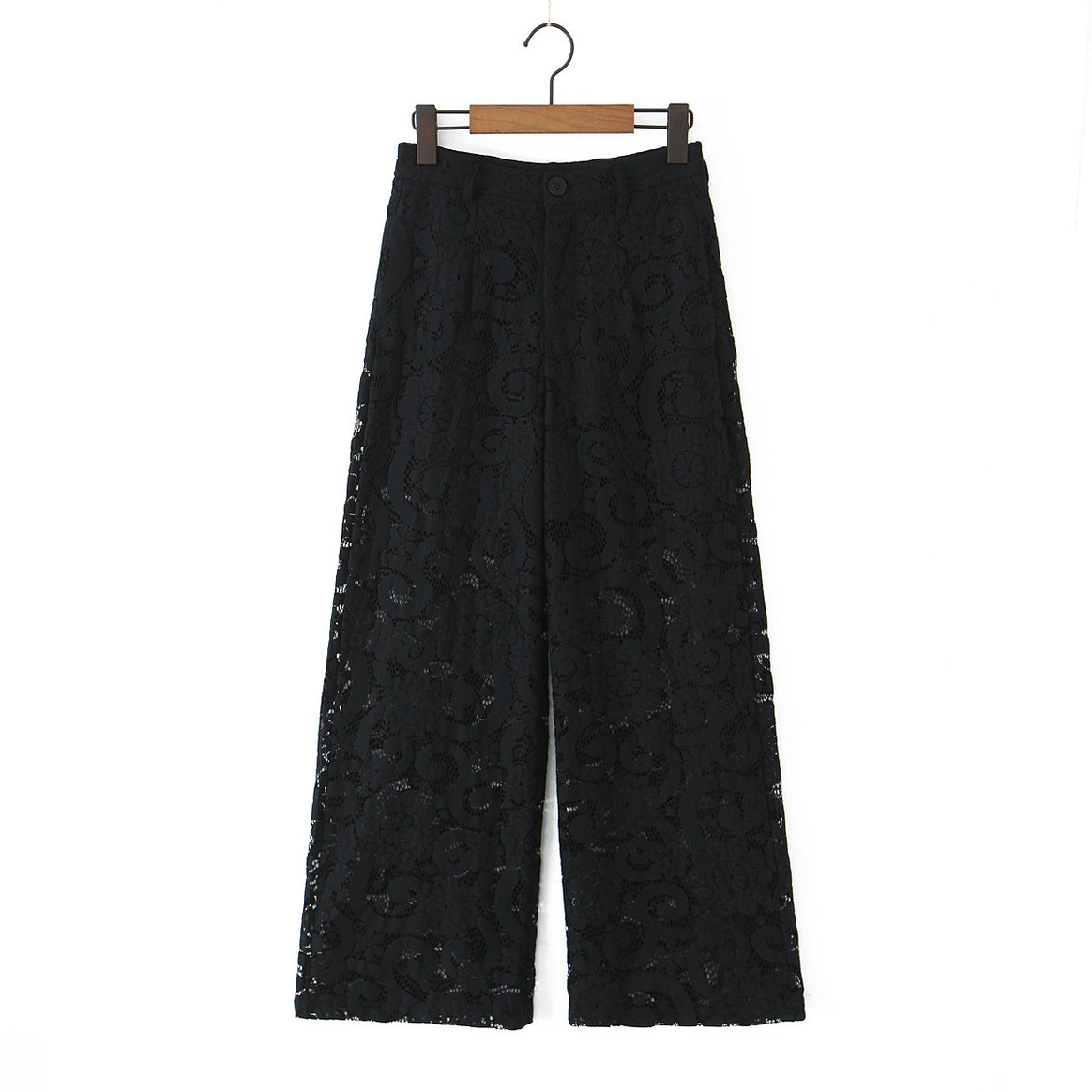 Women's Transparent Lace Pants with Straight Leg and Elastic Waist Mune Fashion