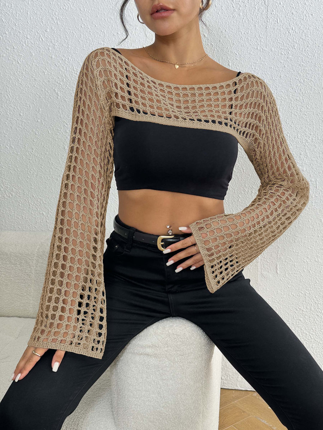 Women's crochet top with wide sleeves Mune Fashion
