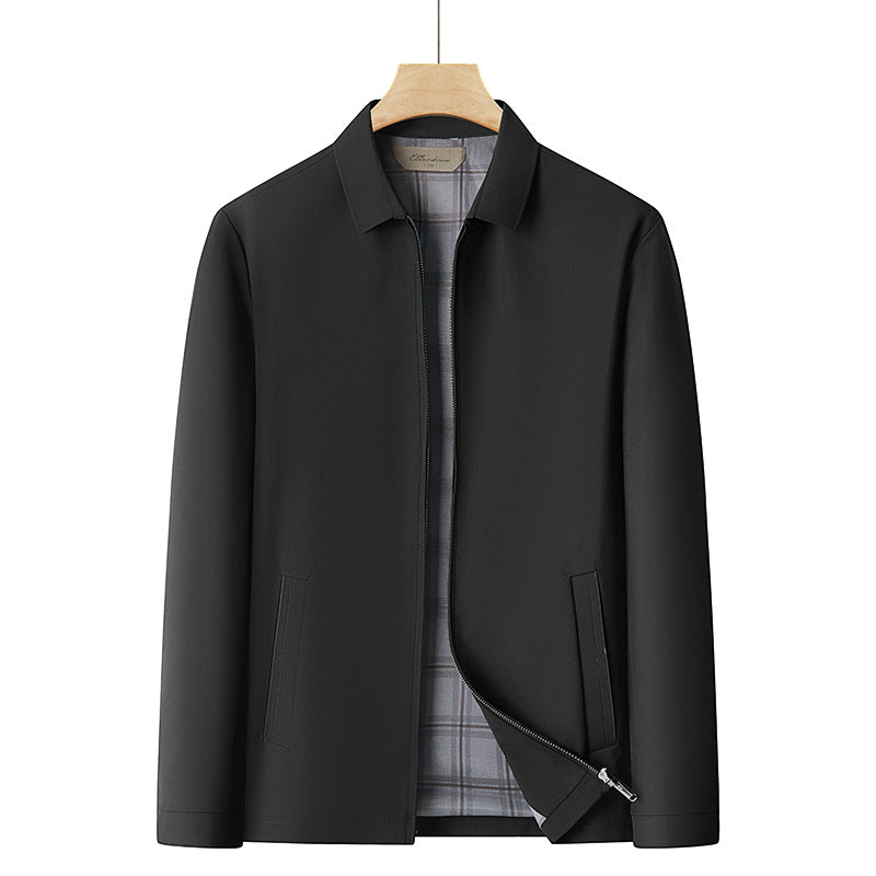 Men's lightweight transitional jacket with shirt collar, full-length zipper and checked lining Mune Fashion