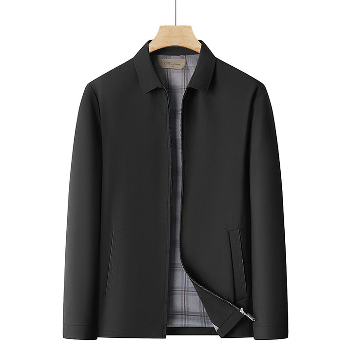 Men's lightweight transitional jacket with shirt collar, full-length zipper and checked lining Mune Fashion