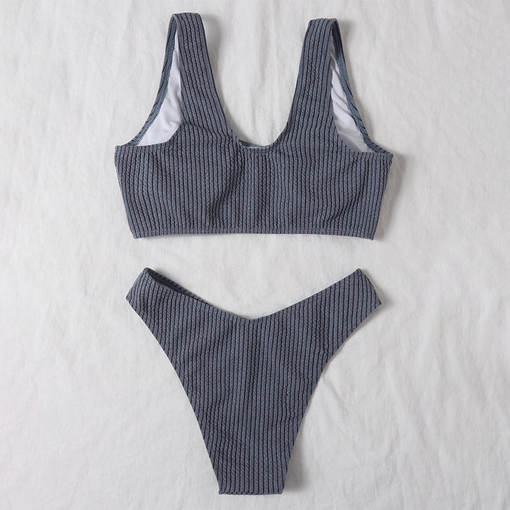 Women's High-Waisted Bikini with Textured Fabric and Comfortable Cut Mune Fashion