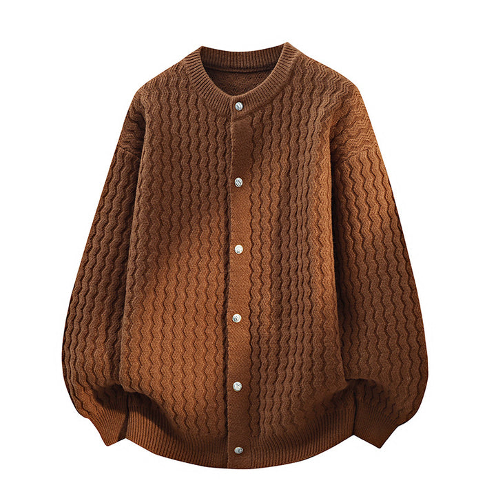Women's Oversized Cardigan with Fine Textured Structure & Pearl Button Placket Mune Fashion
