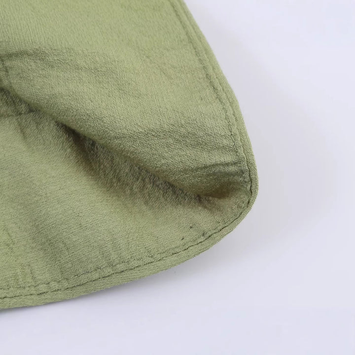 Women Light Linen Look Blouse with Button Placket and Gathered Batwing Sleeves Mune Fashion