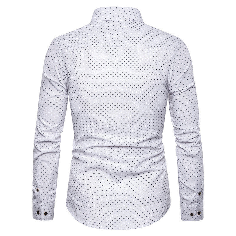 Men's patterned tailored long-sleeve shirt with Kent collar and stretch Mune Fashion