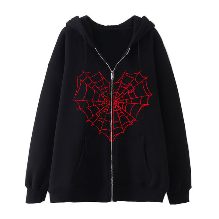 Women's hoodie jacket with full zipper and ribbed heart print Mune Fashion