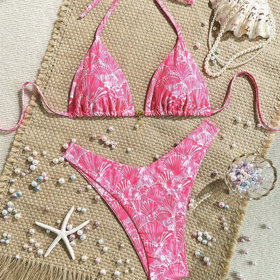 Women Triangle Bikini with Floral Patterns Mune Fashion