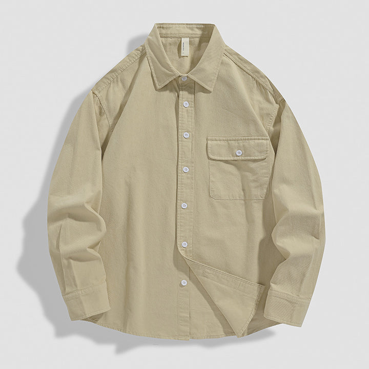 Men's Classic Cotton Oxford Shirt with Patch Pocket and Slightly Rounded Hem Mune Fashion