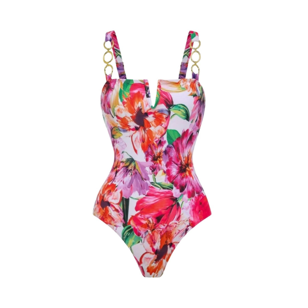 Women's elegant swimsuit with floral wrap skirt Mune Fashion