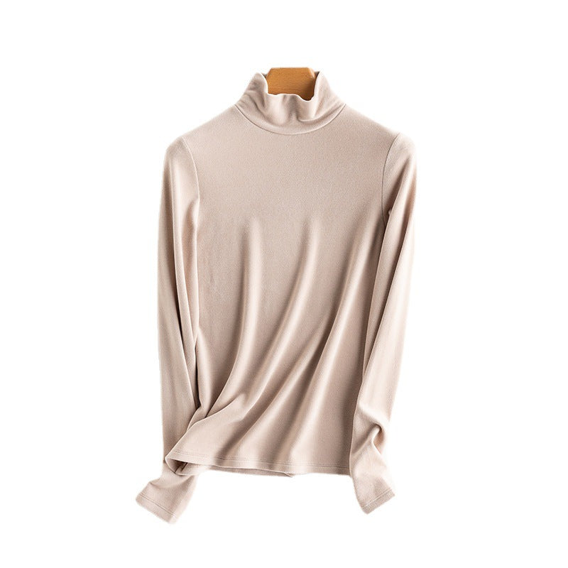 Ladies Fine Long Sleeve Shirt with Stand-up Collar made of Stretch Jersey, Body-hugging Silhouette Mune Fashion