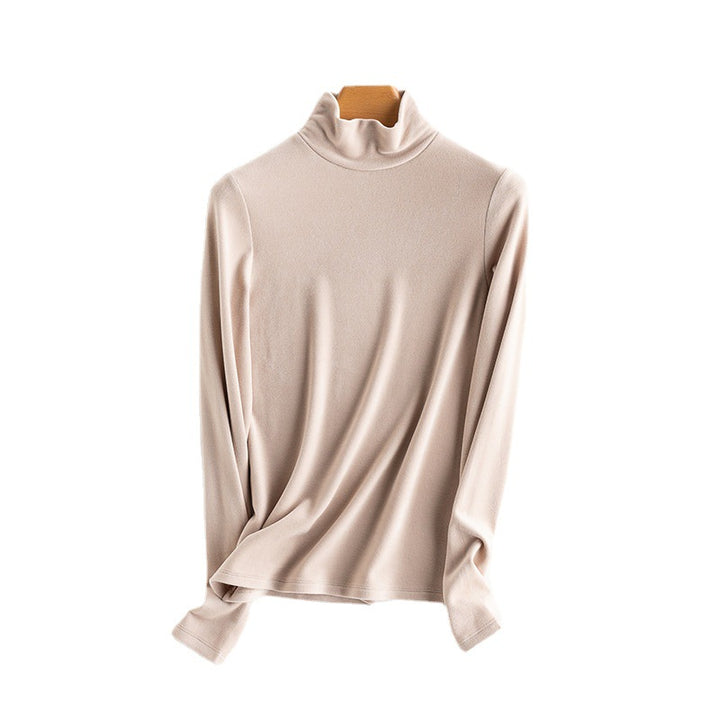Ladies Fine Long Sleeve Shirt with Stand-up Collar made of Stretch Jersey, Body-hugging Silhouette Mune Fashion
