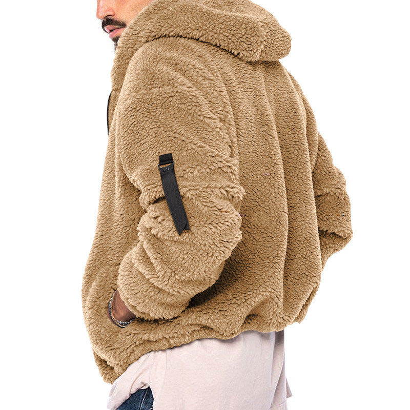 Men's Nan Sherpa-Fleece Hooded Jacket with Full-Zip and Sleeve Pocket Mune Fashion