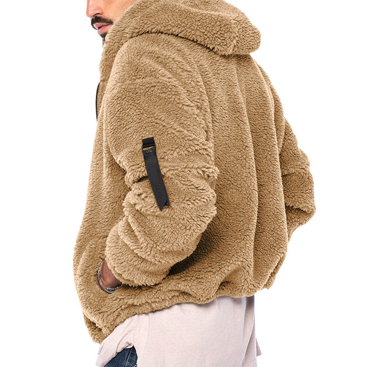 Men's Nan Sherpa-Fleece Hooded Jacket with Full-Zip and Sleeve Pocket Mune Fashion