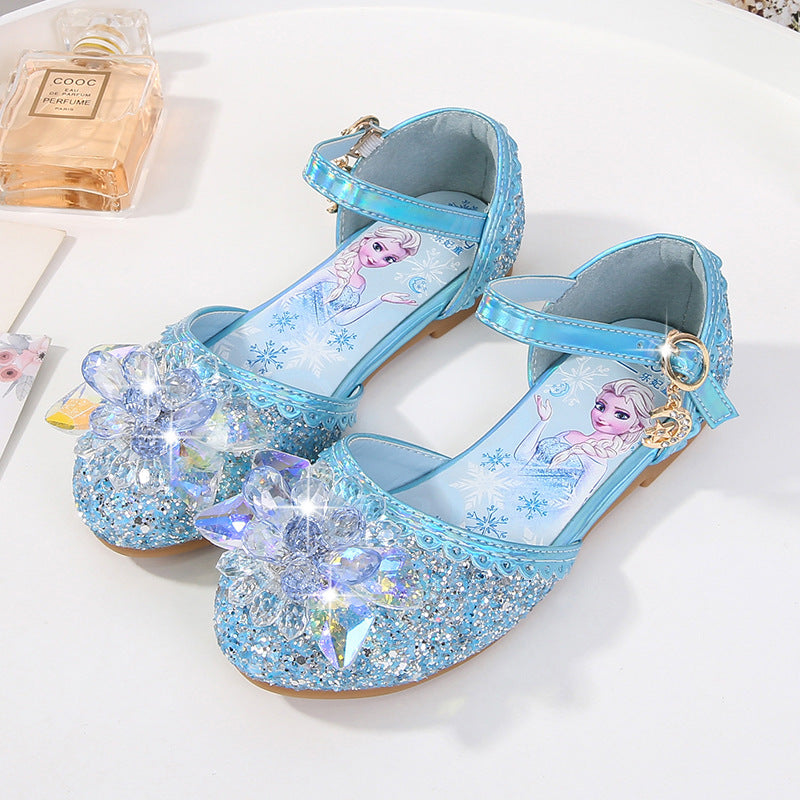 Girls Glittering Ballerinas with Floral Applications Mune Fashion
