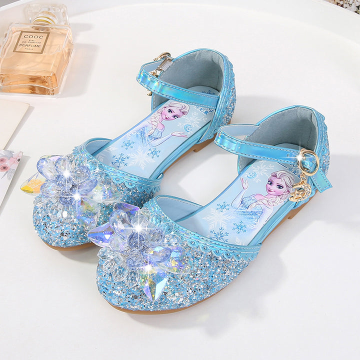 Girls Glittering Ballerinas with Floral Applications Mune Fashion