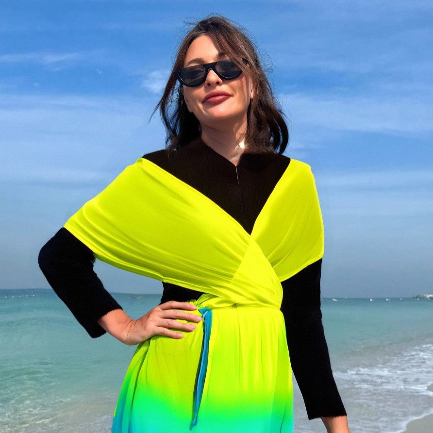 Women’s Beach Dress with Wrap and Gradient Mune Fashion