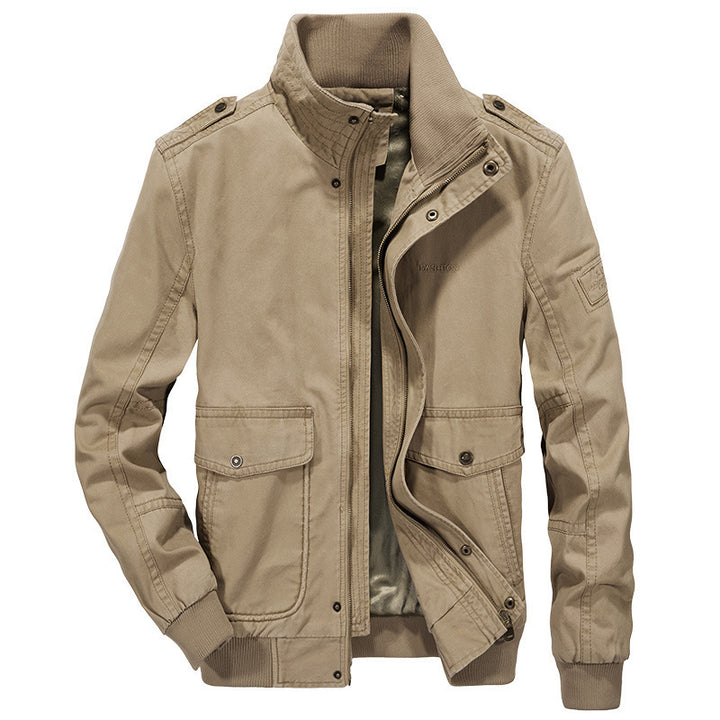 Men's Vintage Canvas Blouson with high closing stand-up collar and mounted flap pockets Mune Fashion