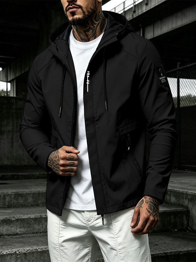 Men's Water-Repellent Softshell Jacket with Hood and Concealed Zipper Mune Fashion