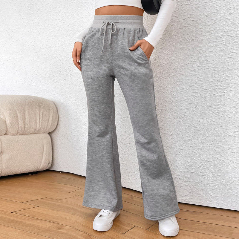 Women's flared jogging pants with high waistband and drawstring Mune Fashion