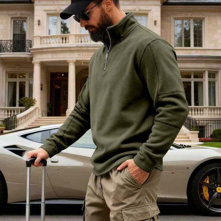 Men's half-zip fleece pullover with stand-up collar, reinforced seams and travel-optimized cut Mune Fashion