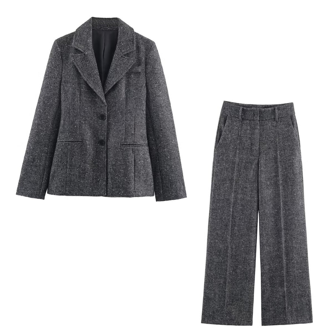 Women Tailored Tweed Blazer with Seam Details and Fine Wool Texture Mune Fashion