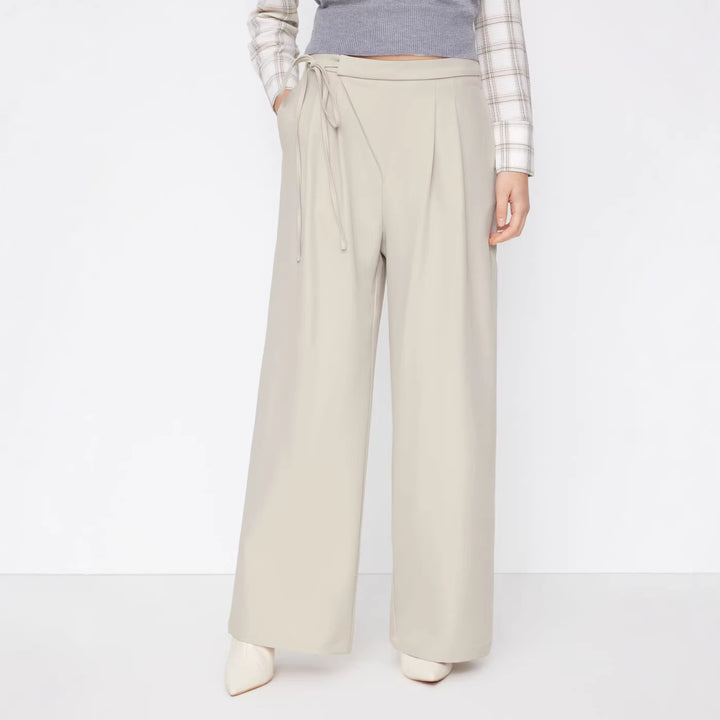 Women's Wide Pinstripe Pants with Wrap Waist Drune