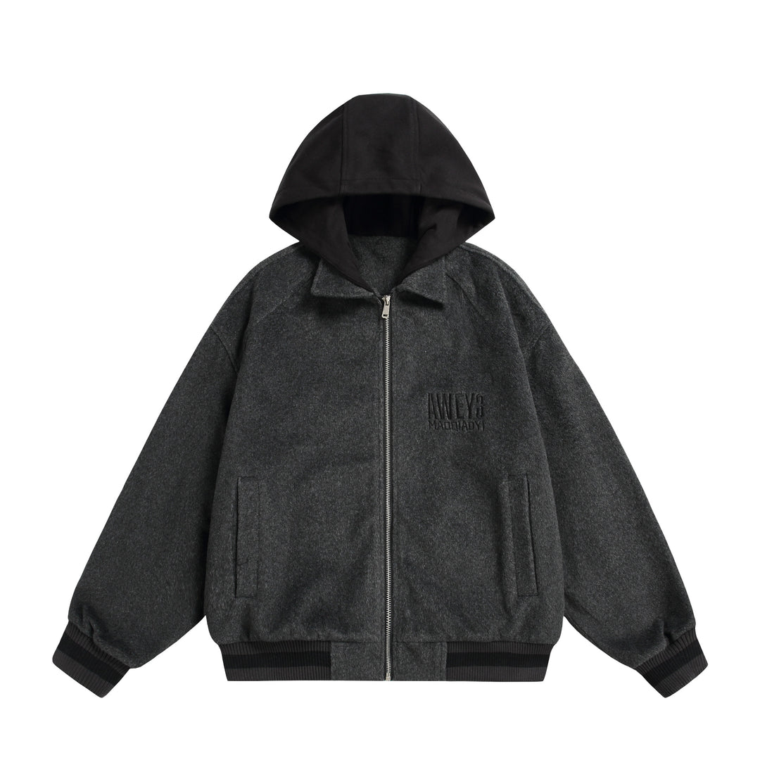Unisex Oversize Fleece-Bomber Jacket with Contrast Hood Mune Fashion