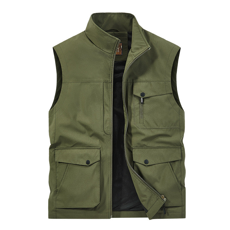 Men's Outdoor Utility Vest with Multi-Pockets, Zipper and Mesh Lining Mune Fashion