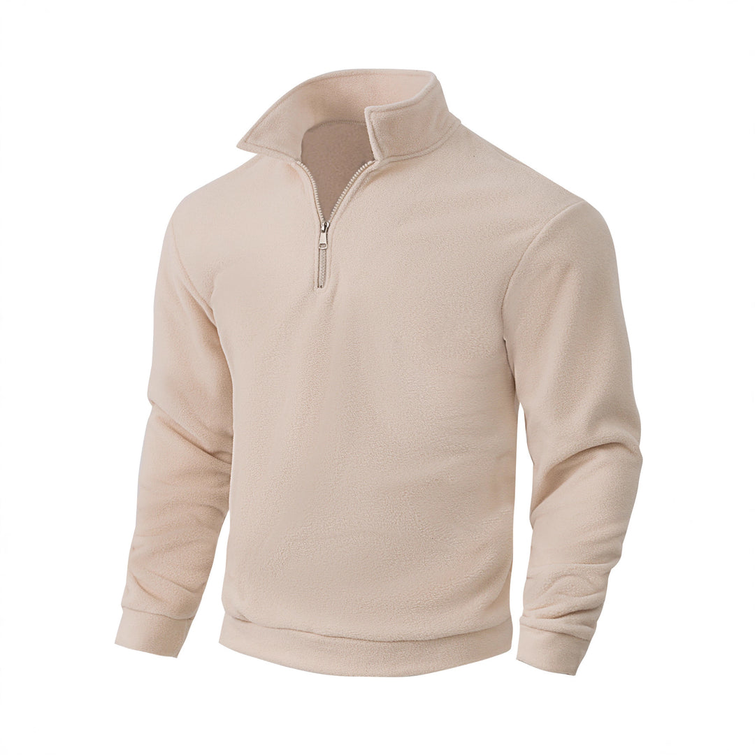 Men's Nano Fleece Half-Zip Pullover with Stand-Up Collar, Soft Teddy Fleece and Elastic Cuffs Mune Fashion