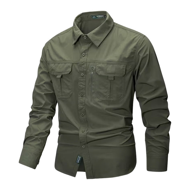 Men's robust trekking shirt with reinforced breast pockets and breathable material Mune Fashion