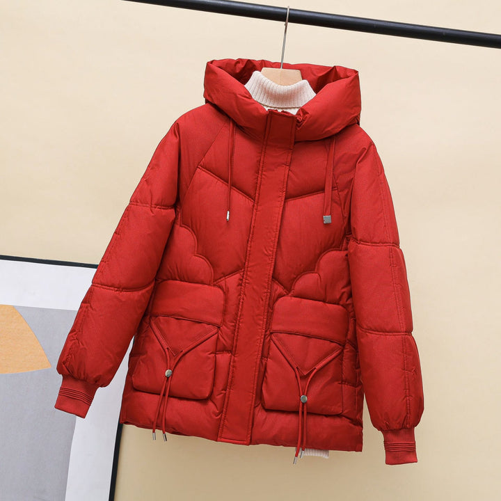 Women's Padded Winter Jacket with Hood and Heart Details Mune