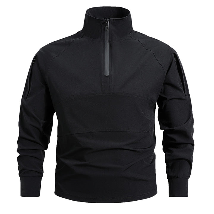 Men's tactical half-zip softshell pullover with arm pockets and high collar Mune Fashion