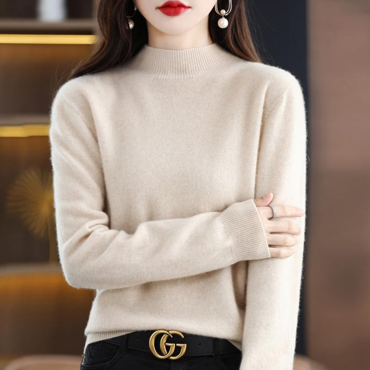 Women's Ultra-Light Mock Neck Fine Knit Sweater in Cashmere Look Mune Fashion