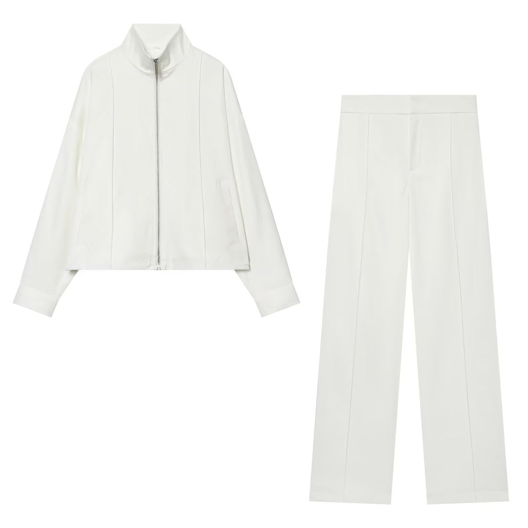 Women's High-Waisted Loose Suit Trousers with Crease and Straight Leg Mune Fashion