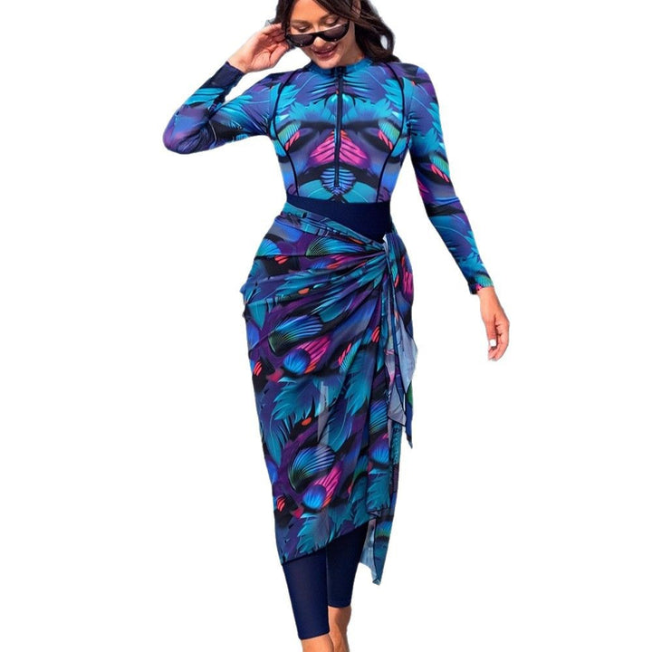 Women Modern UV Protection Swimsuit with Wrap Skirt Mune Fashion