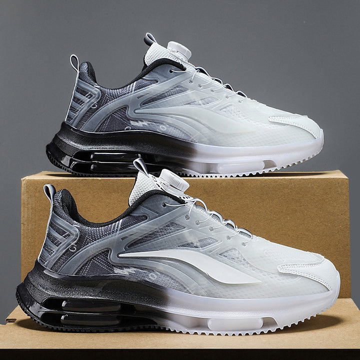 Unisex air-cushioned hybrid sneakers with translucent hollow chamber midsole and rotary closure Mune Fashion