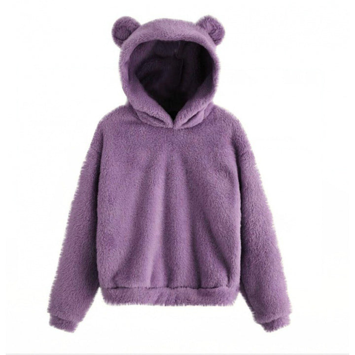 Women's Cozy Teddy Fleece Hoodie with Bear Ears and Oversized Fit Mune Fashion