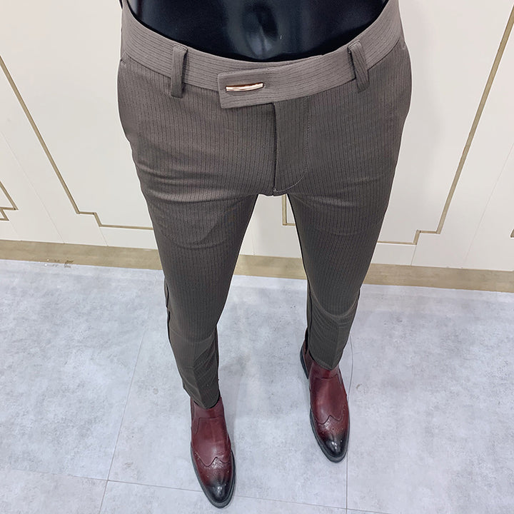 Men's narrow cut pinstripe suit trousers with a slim tapering leg Mune Fashion