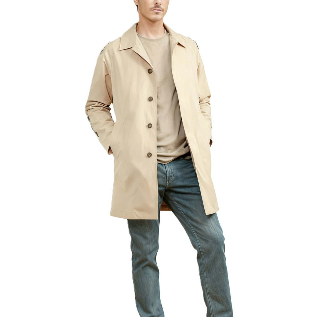 Men's mid-length car coat with lapel collar and concealed button placket Mune Fashion
