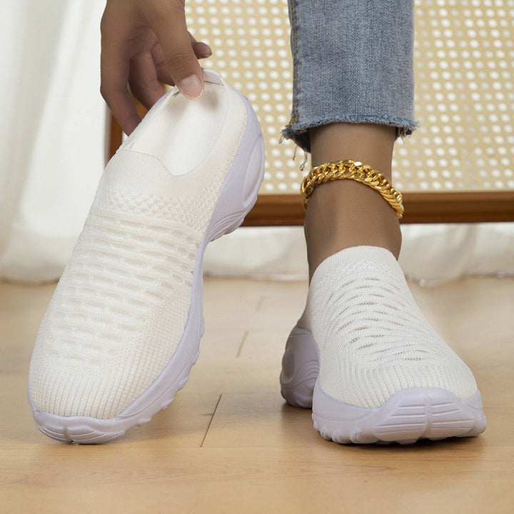 Women Breathable Knit Slip-On Sneakers with Shock-Absorbing Lightweight Sole Mune Fashion