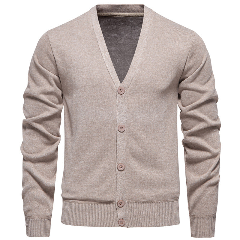 Men's fine knit cardigan with V-neck, slim silhouette and ribbed cuffs Mune Fashion