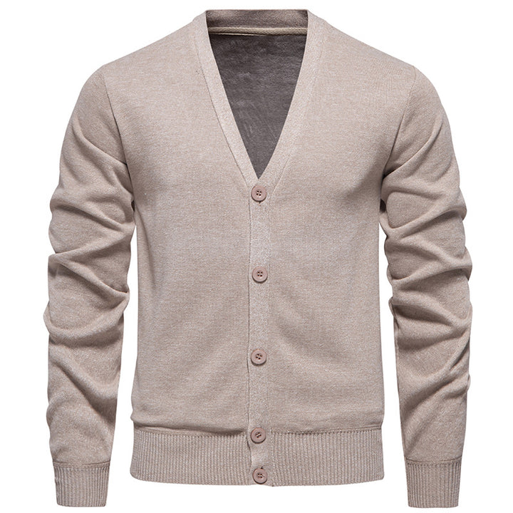 Men's fine knit cardigan with V-neck, slim silhouette and ribbed cuffs Mune Fashion