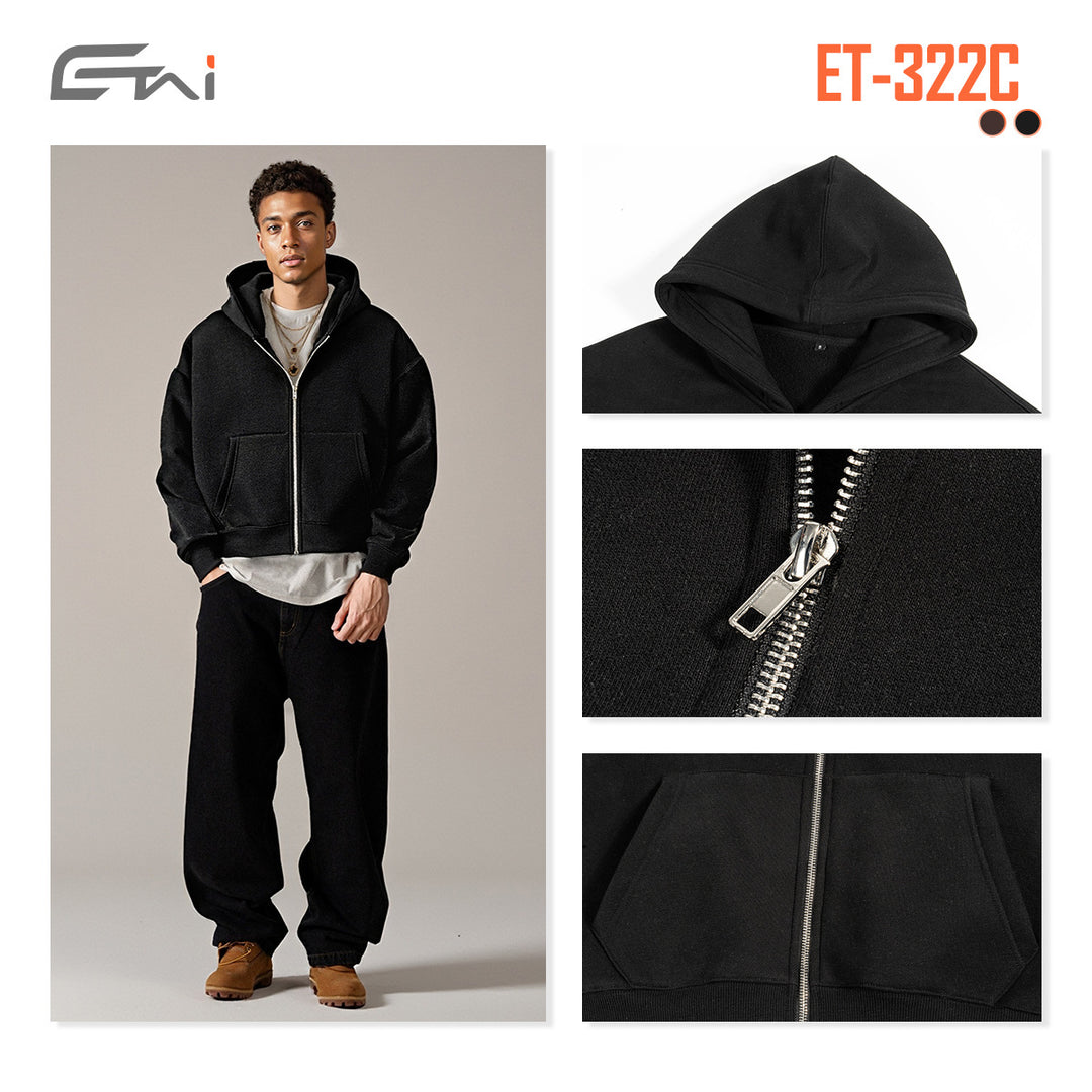 Unisex Short Cut Hoodie with Full Zip Mune Fashion