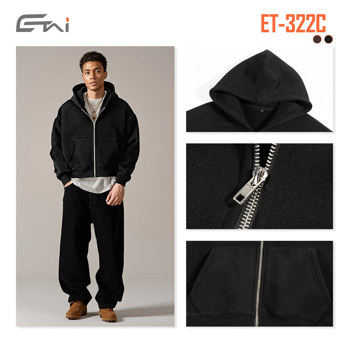 Unisex Short Cut Hoodie with Full Zip Mune Fashion