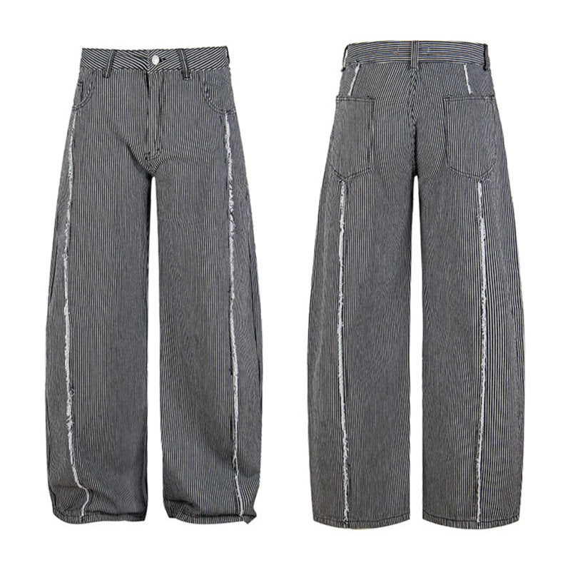 Women Wide Culotte Pants with High Waist, Pinstripe and Used Side Seam Mune Fashion