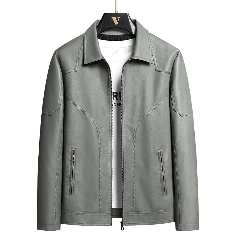 Men's Elegant Faux Leather Jacket Mune Fashion