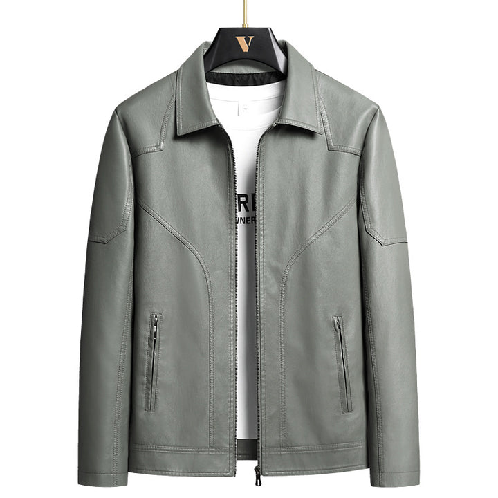 Men's Elegant Faux Leather Jacket Mune Fashion