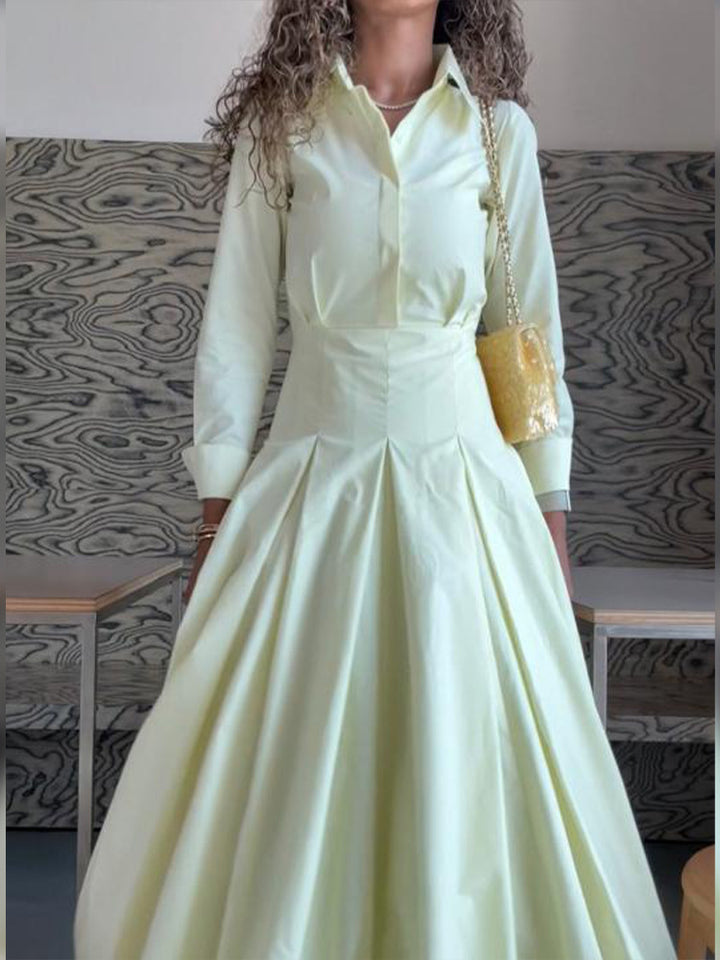 Women's shirt dress with tailored corset fit and wide pleated skirt Mune Fashion