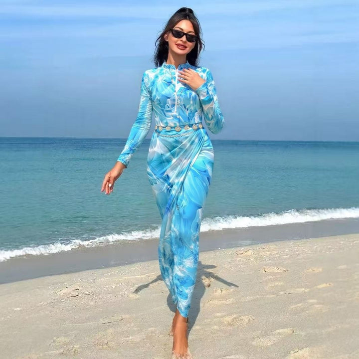 Women's elegant beach suit with a fitted silhouette and floral design Mune Fashion